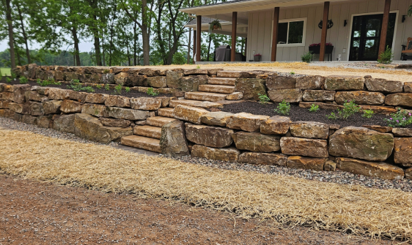 retaining wall and steps